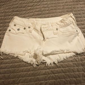 True Religion White Jean Shorts